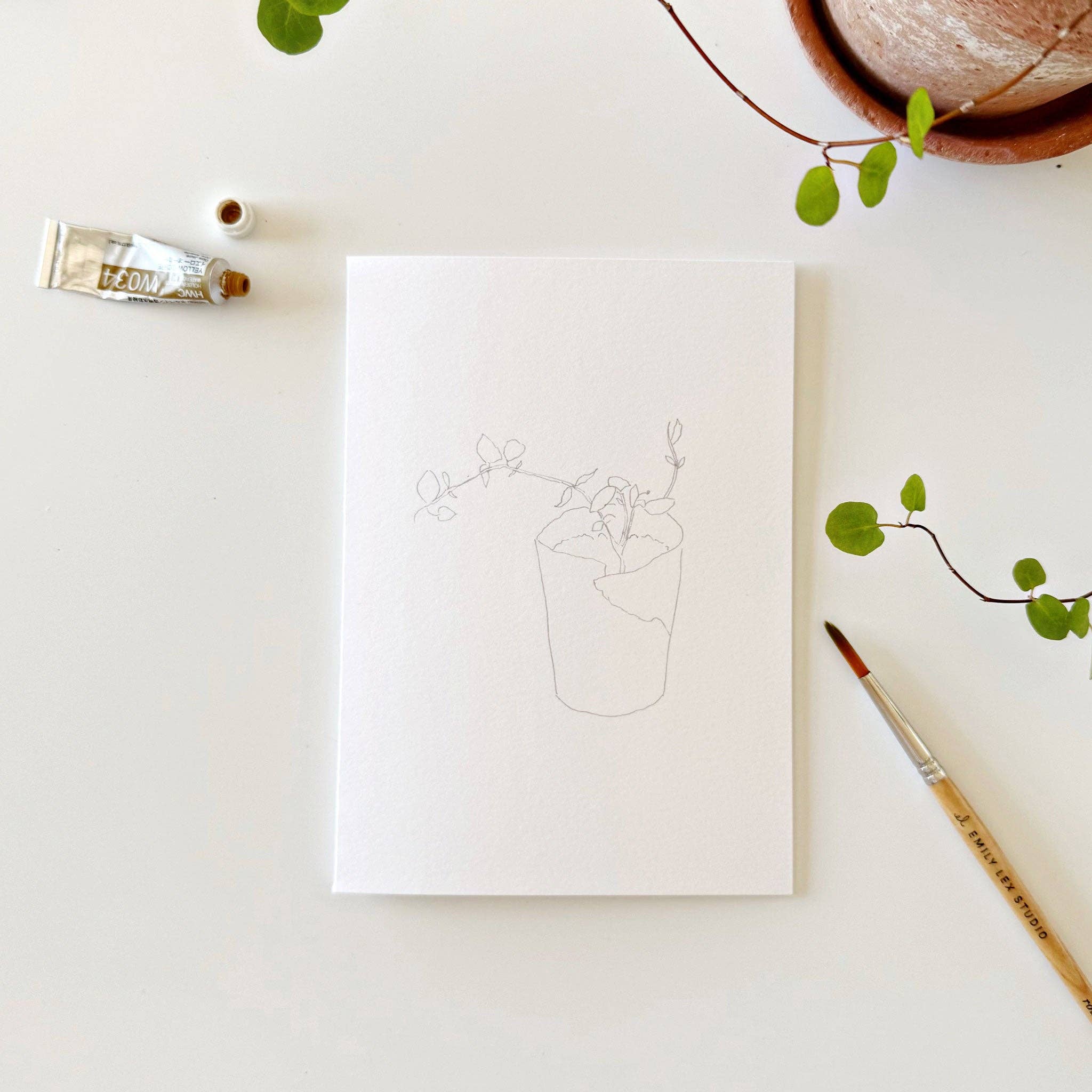 emily lex | Potted Plants Paintable Notecards - Image 4